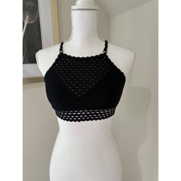 Robin Piccone Swim Robin Piccone Size Xs Chira Crochet Black Bathing Suit Bikini Top Poshmark